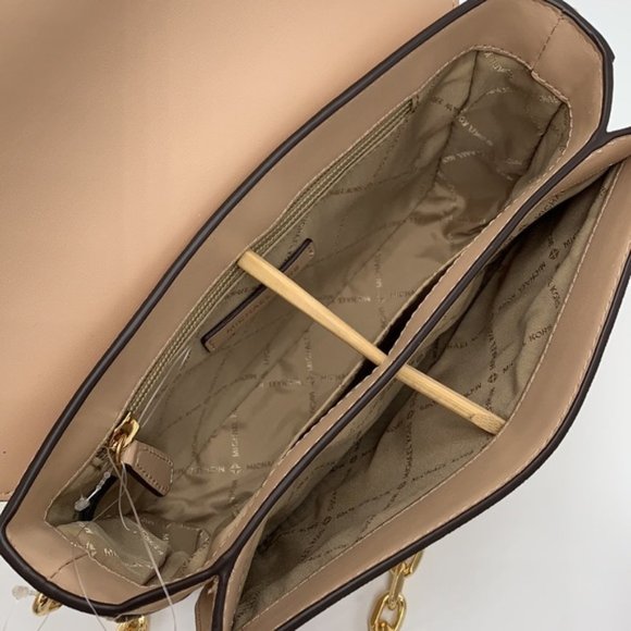 Michael Kors Carmen Medium Convertible Shoulder Bag Crossbody BUFF Leather - Picture 7 of 16